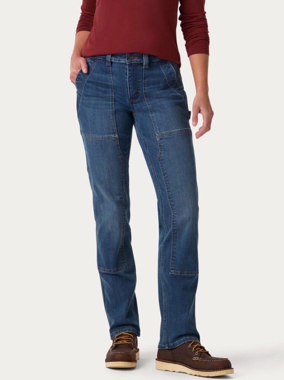 Duluth Trading Co. Double Flex Denim Straight Leg Jeans in Medium Blue